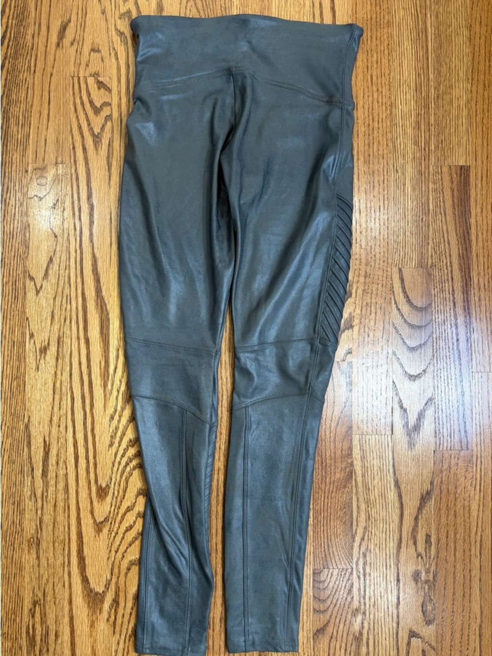 SPANX Shape Faux Leather Moto Leggings in Gunmetal - Picture 5 of 12